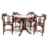 Chinese mother-of-pearl inlaid dining suite comprising