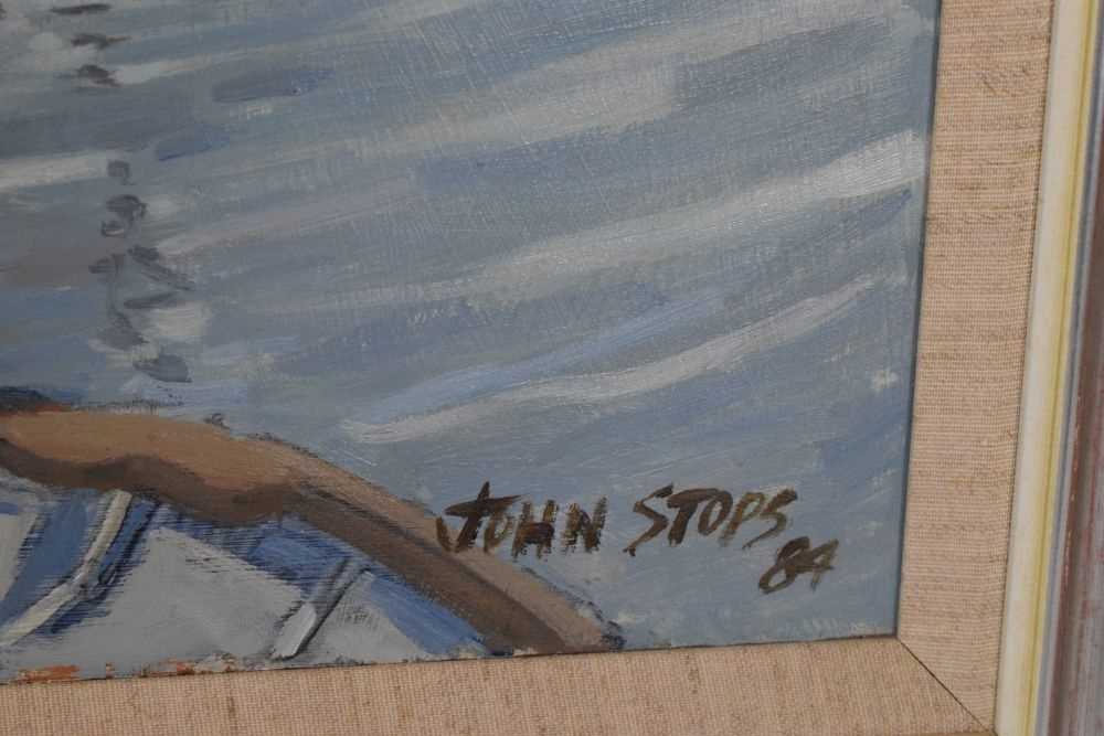 John Stops - Oil on board - Harbour scene - Image 4 of 7