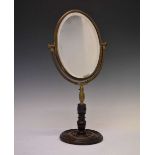 Treen and brass table top shaving mirror