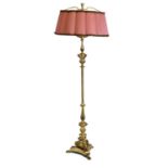 Gilt metal standard lamp with shade