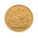 Coins - Edward VII gold sovereign, 1905