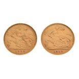 Coins - Two Edward VII gold half sovereigns, 1903 & 1905