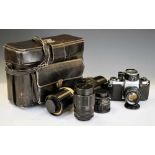 Asahi Pentax camera with lenses and case