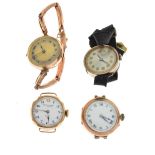 Small group of ladies 9ct gold wristwatches