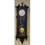 Ebonised two-weight Vienna wall clock