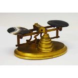 Unusual late Victorian set of agate and gilt brass postal letter scales