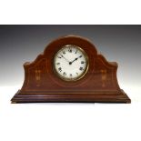 Edwardian mahogany inlaid mantel clock with French timepiece movement