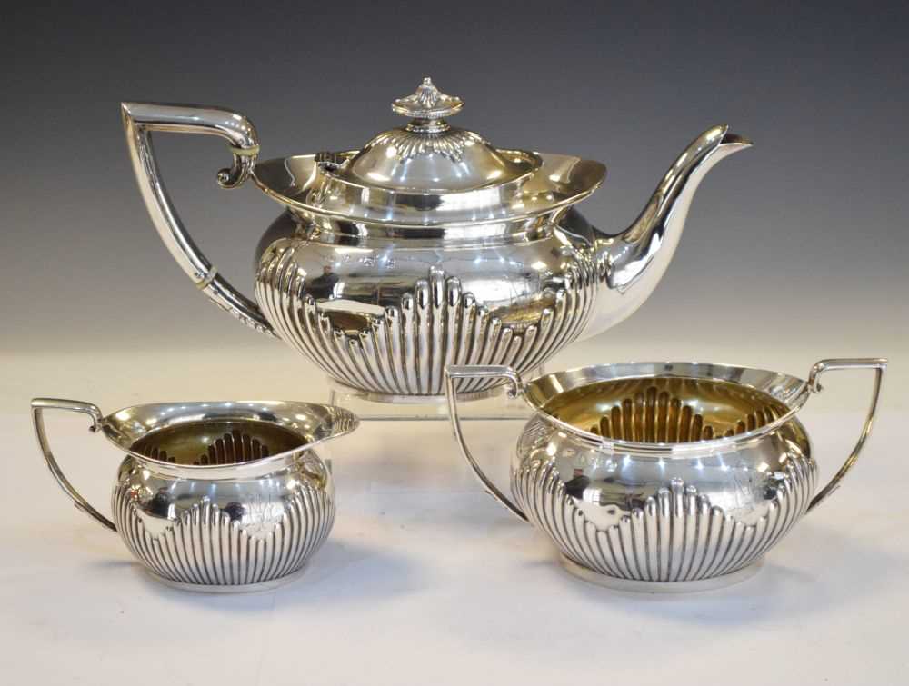 Edward VII silver three-piece tea set