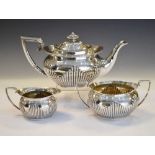 Edward VII silver three-piece tea set