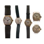 Five vintage 9ct gold wristwatches