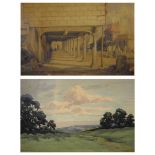 Frank Mole - Watercolour - Mendip scene & Watercolour - Ipswich, Mariners Walk,