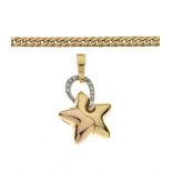 18ct gold diamond set star pendant, with a 9ct gold chain, 14.8g gross approx