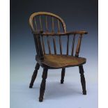 Child's yew and elm low hoop back Windsor style chair