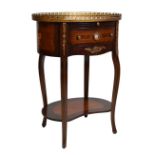 Italian reproduction two-tier oval occasional table with brass mounts
