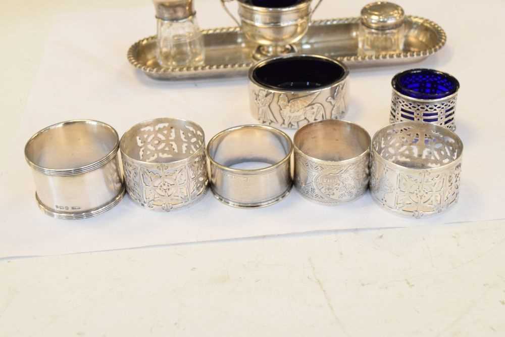 Quantity of silver items to include napkin rings, pen tray, etc - Image 4 of 6