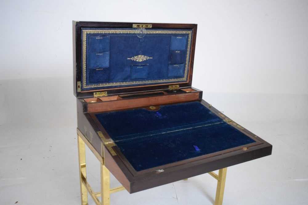Brass bound writing box, Tompson's patent on later brass stand - Image 4 of 6