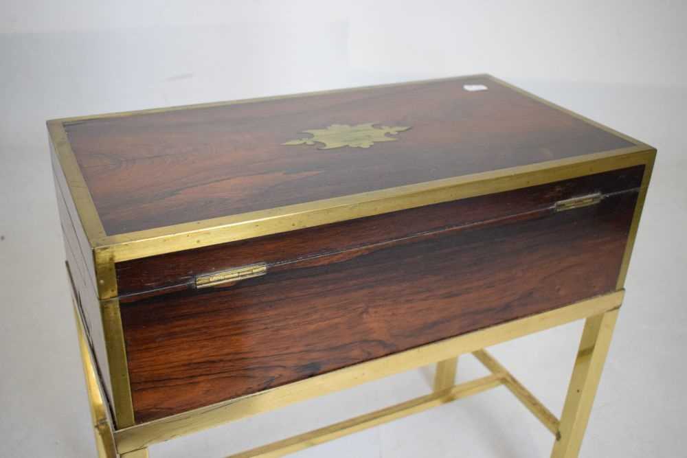 Brass bound writing box, Tompson's patent on later brass stand - Image 6 of 6