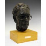 Bronze bust modelled after Eric Arthur Scott MBE on a square wooden plinth