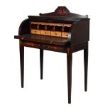 Late 19th Century inlaid rosewood cylinder bureau