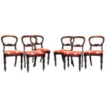 Set of six Victorian balloon back dining chairs