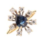 18ct gold sapphire and diamond ring,