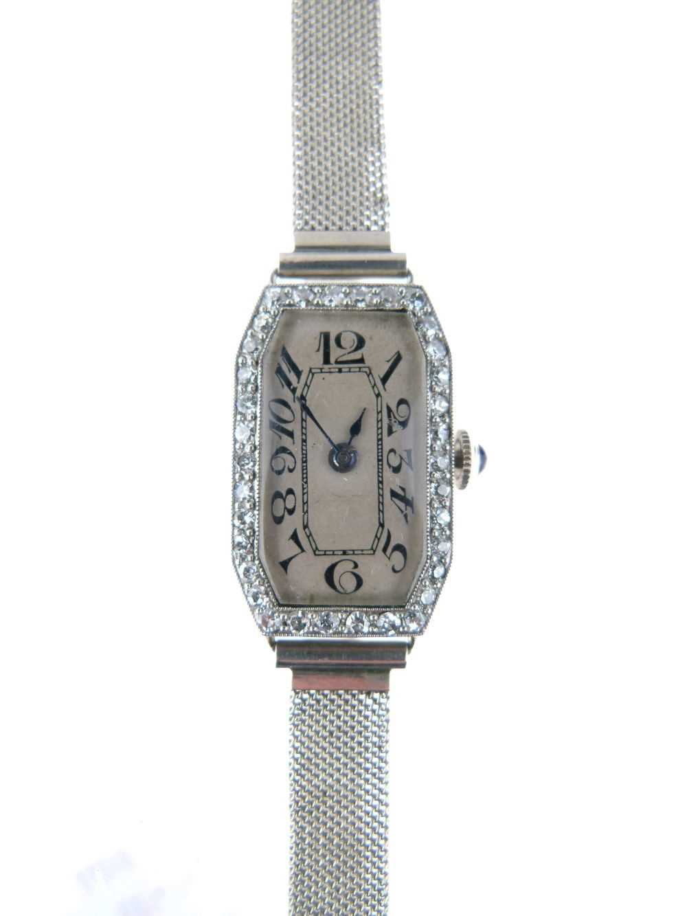 Lady's Art Deco white metal cased cocktail bracelet watch