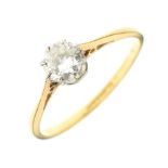 18ct yellow metal solitaire diamond ring