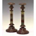 Pair of 19th Century serpentine candlesticks