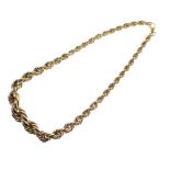 Necklace of hollow graduated rope chain,