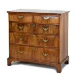 George II inlaid walnut chest of drawers