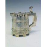 19th Century Russian white-metal tankard of tapering form