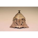 Silver desk or call bell with embossed and pierced floral decoration