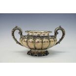 William IV melon-shaped silver sugar bowl, 450g