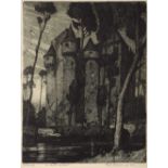 Leslie Moffat Ward (1888-1978) The Dark Chateau, original etching, trial proof signed