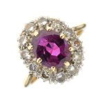 Ruby and diamond cluster ring,