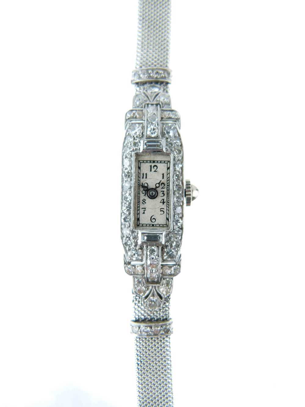 Lady's Art Deco white metal cased cocktail bracelet watch