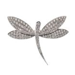 Diamond set stylised dragonfly brooch,