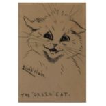 Louis Wain (attr.) - Charcoal on paper - The 'Green' Cat