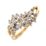 18ct gold twenty-one stone diamond cluster ring,