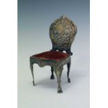 Edward VII silver novelty pin cushion in the form of a chair