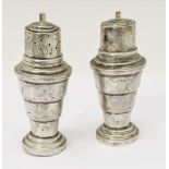 Pair of George V silver cocktail shaker-form cruets
