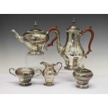 Elizabeth II five-piece silver tea and coffee set,