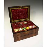 Victorian burr walnut and inlaid writing/work box