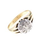 George V 18ct gold five stone diamond ring,