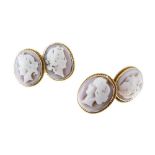 Pair of Victorian shell cameo cufflinks,