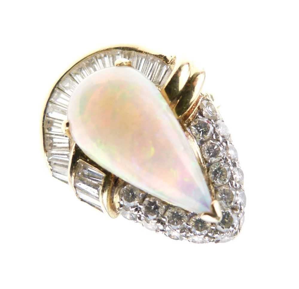 Opal and diamond cluster dress ring,