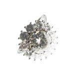 Eleven stone diamond 18ct white gold cluster ring,