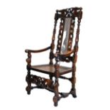 Late 17th Century fruitwood framed armchair