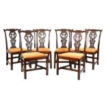 Set of six late 19th Century Chippendale Revival mahogany dining chairs