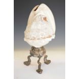 Cameo carved conch shell lamp